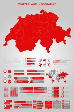 Ticari Bilgi Elementleri ile SWitzERLAND Harita Şablonu