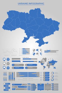 Ticari Bilgi Elemanlarıyla UKRAINE Harita Şablonu