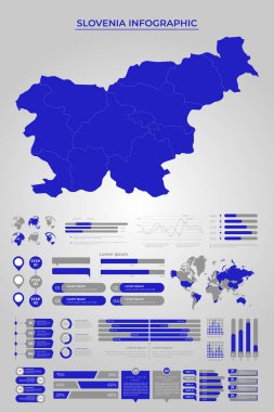 SLOVENIA Map Template with Business Infographic Elements clipart