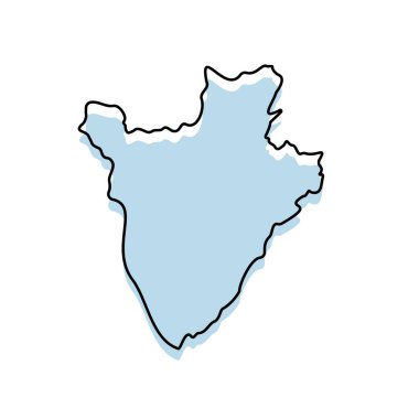 Beyaz arkaplanda izole edilmiş gövde ve ana hatlara sahip BURUNDI Haritası