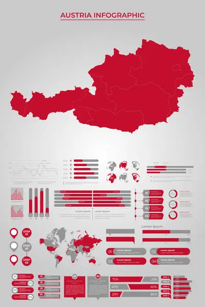 Ticari Bilgi Elemanlarıyla AUSTRIA Harita Şablonu