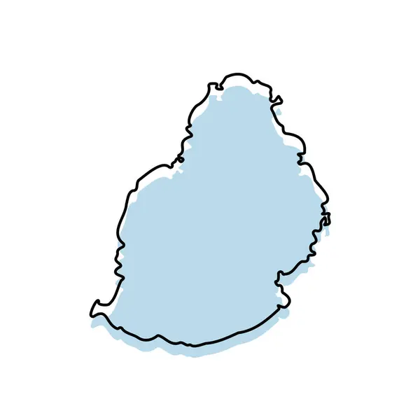 Gövdesi ve özeti beyaz arkaplanda izole edilmiş MAURITIUS Haritası