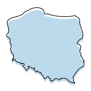 Beyaz arkaplanda izole edilmiş gövdesi ve ana hatlarıyla POLAND Haritası