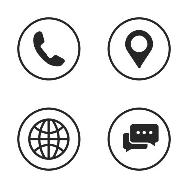 Mobil, Konum, Web Sitesi ve Mesajlaşma Elementleri ile İş Konsepti