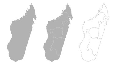 Set of MADAGASCAR Maps with Main Map and Regional maps clipart