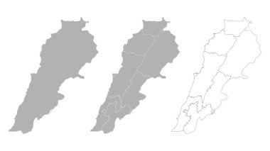 Set of LEBANON Maps with Main Map and Regional maps clipart