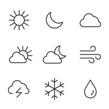 Beyaz arka plan üzerinde izole weather simge kümesi