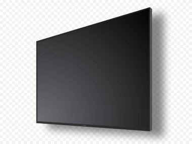 3D Empty Screen Monitor with Shadow Effect Isolated on White Background clipart