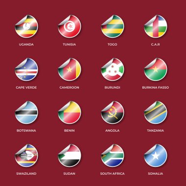 Set of National Flags with Stickers Shapes clipart