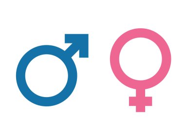 Ayrılmış Arkaplanda Erkek ve Kadın Sembolleri İzole Edildi