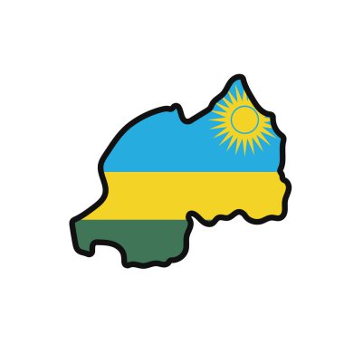 Vücudunda bayrak olan Rwanda Haritası