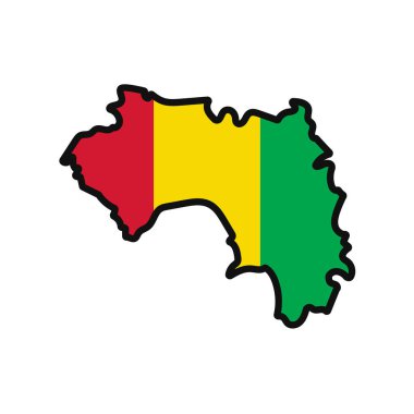 GUINEA Map with flag in body clipart