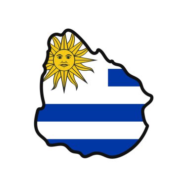 Uruguay Map with flag in body clipart