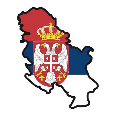 SERBIA Map with flag in body clipart