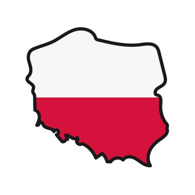 POLAND Map with flag in body clipart