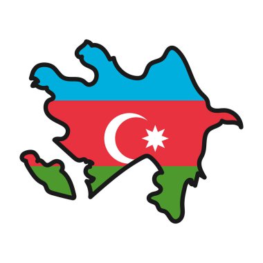 AZERBAIJAN Map with flag in body clipart