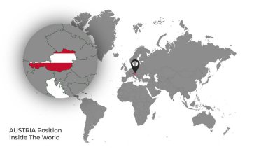 AUSTRIA Konumu Haritada Bayrak Var