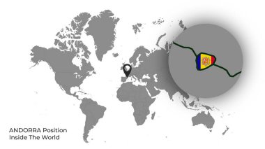 ANDORRA Haritada Bayrakla Dünya İçinde Konum