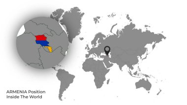 ARMENIA Dünya İçinde Konum Haritada Bayrak Var