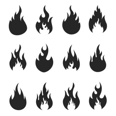 Beyaz Arkaplanda İzole Edilmiş Değişken Düz Yangınlar