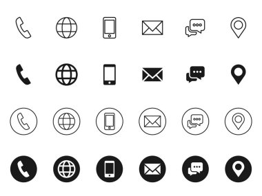 Beyaz Arkaplanda İzole Edilmiş İletişim ve İş Kartı Simgeleri