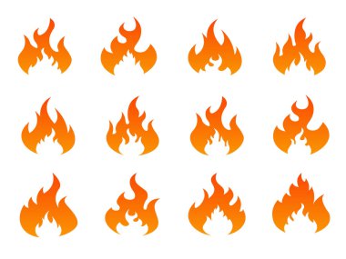 Beyaz Arkaplanda İzole Edilmiş Değişken Düz Yangınlar