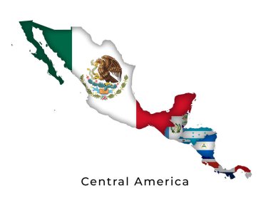 Orta Amerika Haritası Her Ülkenin Bayraklarını Vurguladı