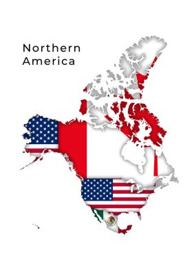 Kuzey Amerika Haritası Her Ülkenin Bayraklarını Vurguladı