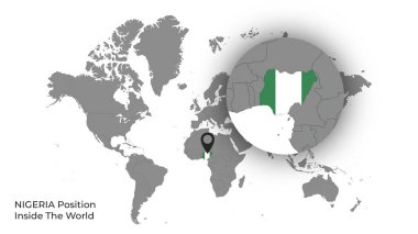 Nijerya Haritada Bayrakla Dünya İçinde Konum