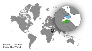 DJIBOUTI Position Inside the World with Flag in Map clipart