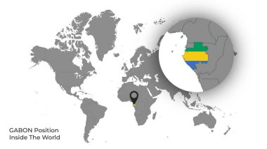 Haritada Bayrakla Dünya İçinde GABON Konumu