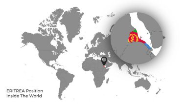 Haritada Bayrak Olan Dünya İçinde ERITREA Konumu
