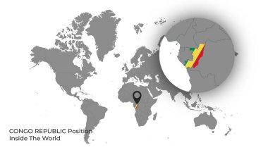 CONGO Position Inside the World with Flag in Map clipart