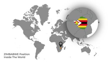 ZIMBABWE Haritada Bayrakla Dünya İçinde Konum