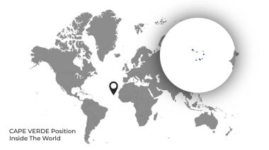 CAPE Verde Konumu Haritada Bayrak Var