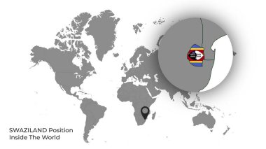 SWAZILAND Haritada Bayrakla Dünya İçinde Konum