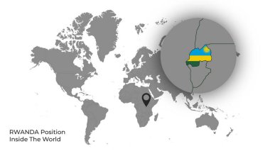 Haritada Bayrakla Dünya İçinde Rwanda Konumu