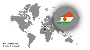 Haritada Bayrakla Dünya İçinde NIGER Konumu