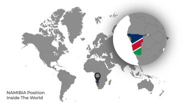 NAMIBIA Haritada Bayrakla Dünya İçinde Konum