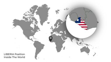 Haritada Bayrak Olan Dünya İçinde LIBERIA Konumu
