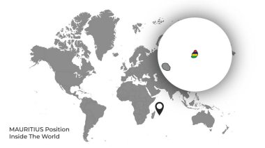 MAURITIUS Dünya İçinde Konum Haritada Bayrak Var