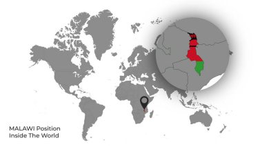 MALAWI Konumu Haritada Bayrak Var