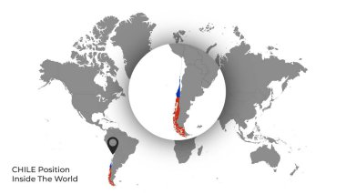 Haritada Bayrakla Dünya İçinde ŞİLİ Konum