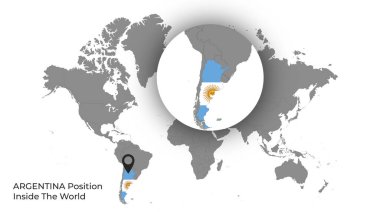 ARGENTINA Haritada Bayrakla Dünya İçinde Konum