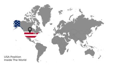 Haritada Bayrak Var ABD 'nin Dünya İçindeki Konumu