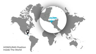 HONDURAS Haritada Bayrakla Dünya İçinde Konum