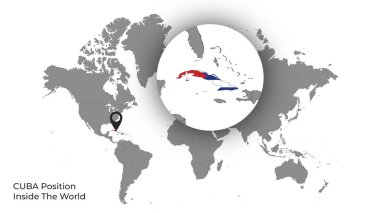 CUBA Haritada Bayrakla Dünya İçinde Konum