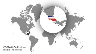 COSTA RICA Konumu Haritada Bayrak Var