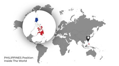 FİLİPİNLER Haritada Bayrakla Dünya İçinde Konum