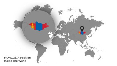 Mongo Haritada Bayrakla Dünya İçinde Konum